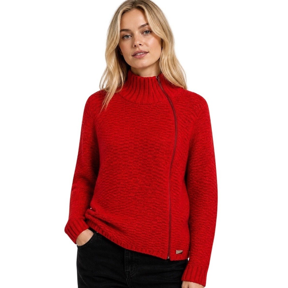 Armani Exchange AX Red Textured Half Zip Sweater Mock Neck 100% Cotton M
